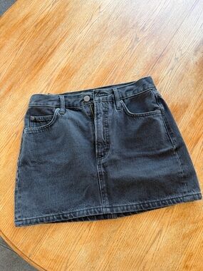 Denim Forum Black Washed Denim Mini Skirt